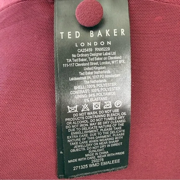 NWT TED BAKER $495 Emmalee Burgundy Sequin Midi Dress Plunge Neck Glam Party